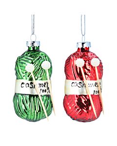 Gisela Graham Red & Green Cashmere Glass Tree Decorations